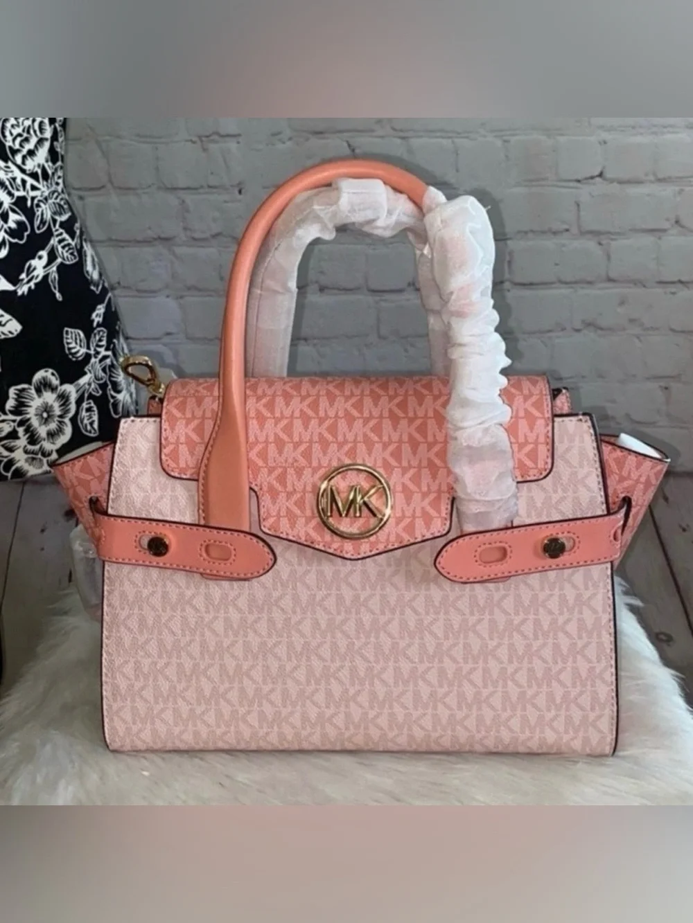 Michael Kors CARMEN MD Flap Satchel/CARMEN MD Flap Billfold Wallet 2pc Set